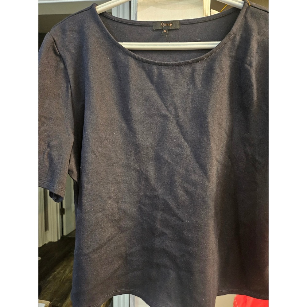 Quince Womens XL Navy Blue Ponte Knit Short Sleeve Scoop Neck Tee Top